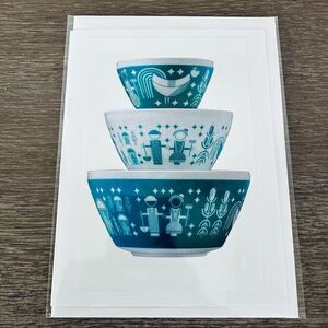 Vintage Pyrex Bowls Graphic Art Greeting Card